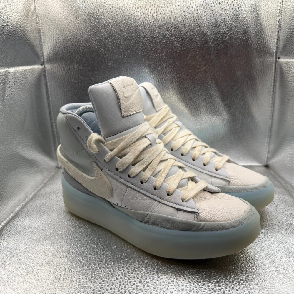Size 6 Nike Blazer Phantom Mid White Blue Lace Up Athletic Sneakers DX5800-001
